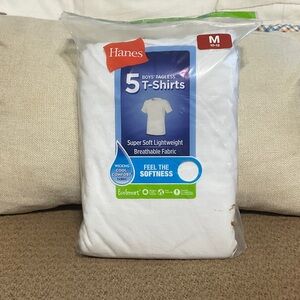 Hanes Boys' Tagless White T-Shirts - 5 Pack